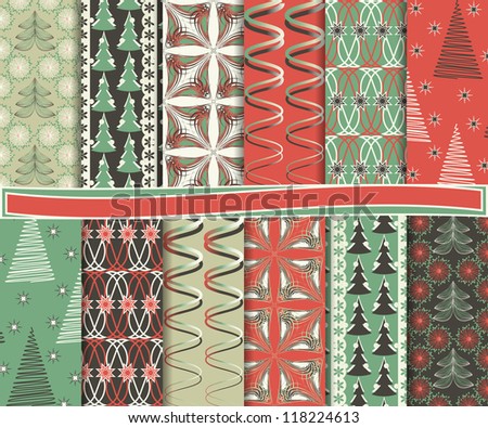 Abstract vector set of Christmas paper for scrapbook