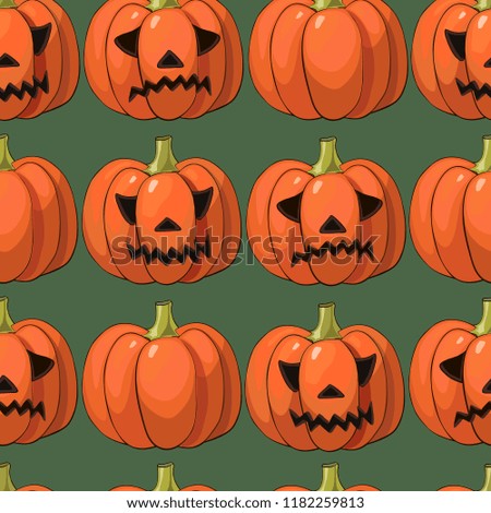 halloween background with pumpkins, holiday pattern