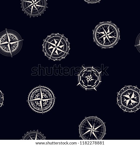 Seamless pattern with compass rose  for your design