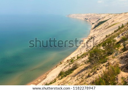 Grand  Sable Dunes in sunny day. Pictured Rocks National Lakeshore, Michigan, USA.