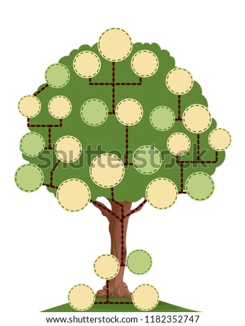 Illustration of a Tree with Blank Circle Boards Forming Family Tree