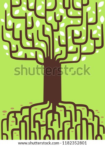 Illustration of a Tree Showing Genealogy Roots and Branches