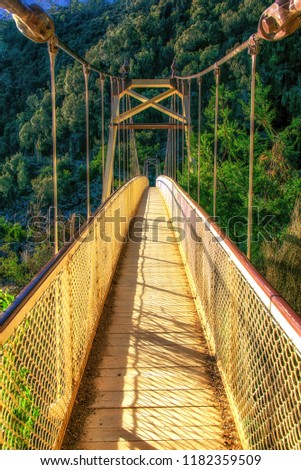 The footbridge over the Cataract Gorge on the river Tamar at Launceston, Tasmania.