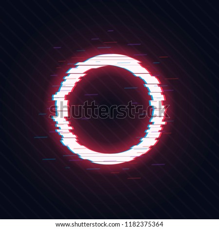 Glitched Circle. Distorted Glitch Style Modern Background Frame Design. Glow Design for Graphic Design - Banner, Poster, Flyer, Brochure, Card. Vector Illustration. Stock vector illustration