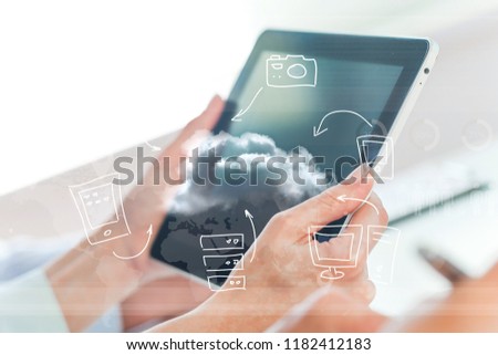 Digital iot tablet transformation ar futuristic interface