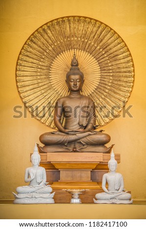 Buddha statue at Buddhist temple in Chiang Mai, Northern Thailand Province. Buddhism art and architecture