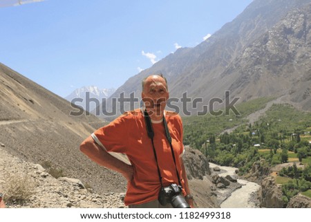 adult man visit Karakorum mountains