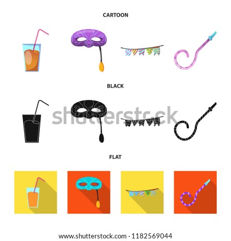 Isolated object of party and birthday logo. Collection of party and celebration stock symbol for web.