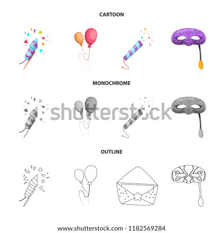 Vector design of party and birthday sign. Collection of party and celebration stock symbol for web.