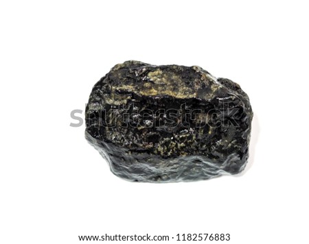 macro precious black jasper nugget on white background