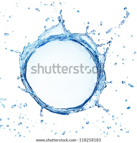 water splash with ripple from top view isolated on white