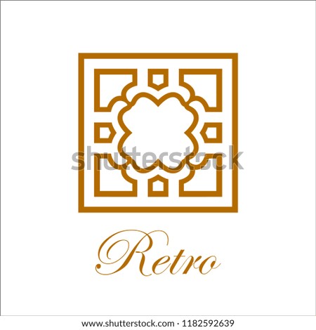 Flourishes calligraphic art logo emblem template. Luxury elegant deco ornamental logo design. Vector illustration. Good for Royal sign, Restaurant, Boutique, Cafe, Hotel, Heraldic, Jewelry, Fashion