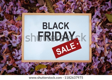 Black friday sale word on lightbox white background flowers