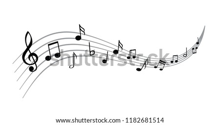 Musical notes stave line pattern symbols icon for staff and music note theme Transparent background wave  Piano, jazz sound notes Fun vector key sign Classic clef Doodle quaver G  melody on paper