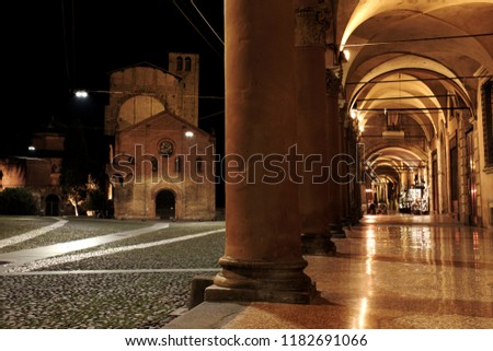 historical center of Bologna by night