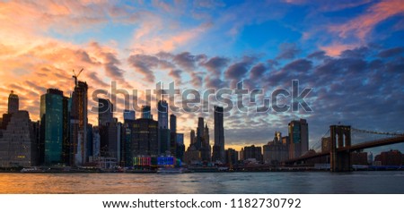Manhattan Skyline with clouds
