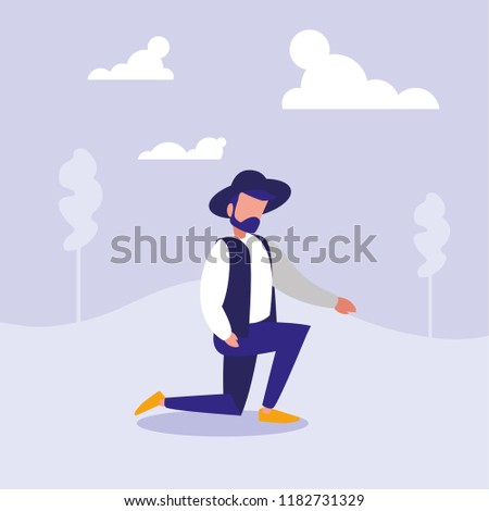 man dancing in landscape avatar character