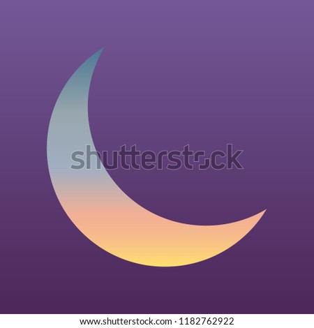 Moon icon illustration. Vector. Evening gradient icon at violet background.