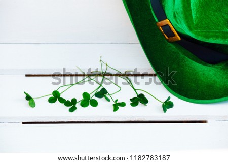 A St. Patrick's day costume hat of a leprechaun. Irish green hat on a white background.