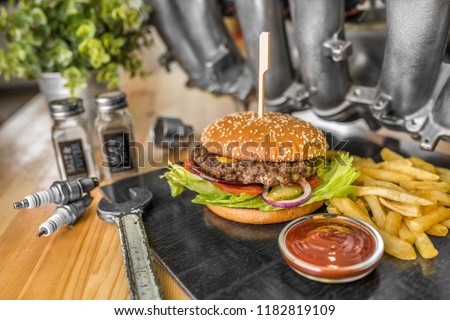 Burger - Beef Burger with french fries