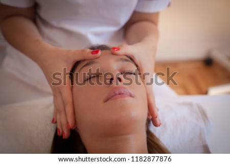 Close up of woman having massage.