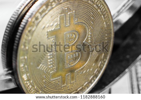 Gold Bit Coin BTC coins  . Worldwide virtual internet cryptocurrency and digital payment system.