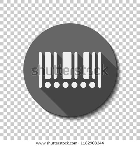 Barcode icon. Circles instead of numbers. flat icon, long shadow, circle, transparent grid. Badge or sticker style