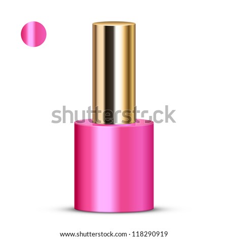 Vector illustration of pink nail polish with swatch