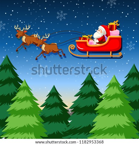 A santa riding sleigh illustration