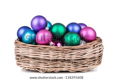 New Year's spheres in a basket