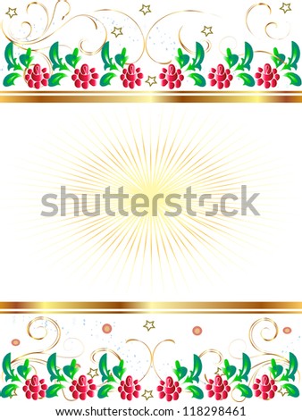 White background with red flowers. Format vector of 10 EPS.