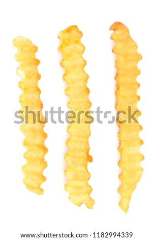 Crinkle Fries Isolated on a White Background Royalty-Free Stock Photo #1182994339
