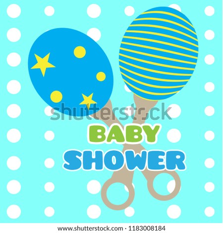 Baby shower card with a shaker toy