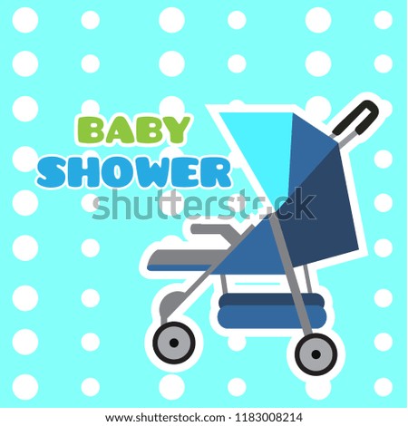 Baby shower card with a stroller