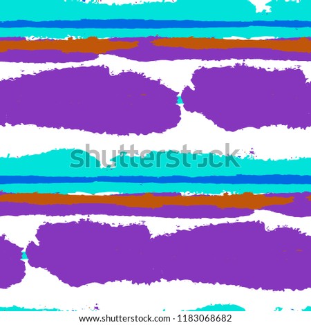 Seamless Background with Stripes Painted Lines. Texture with Horizontal Dry Brush Strokes. Scribbled Grunge Pattern for Linen, Fabric, Wallpaper. Trendy Vector Background
