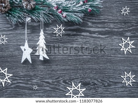 Christmas and New Year's composition. The pine cones, spruce. Branches on a wooden white background, top view