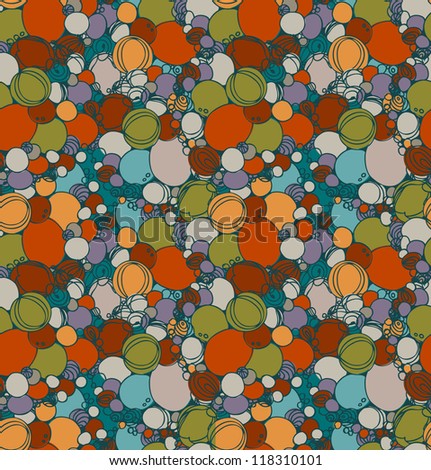 Seamless colorful hand drawn bubble pattern, decorative circle background. Seamless abstract pattern can be used for wallpaper, pattern fills, web page background, surface textures