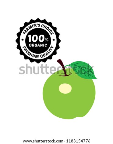 fresh apple farmer's choice label. organic apple packaging vector. premium quality apple.