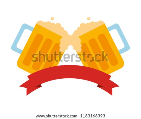 beer jars beverage with ribbon isolated icon