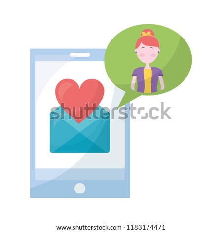 smartphone with envelope mail and set icons