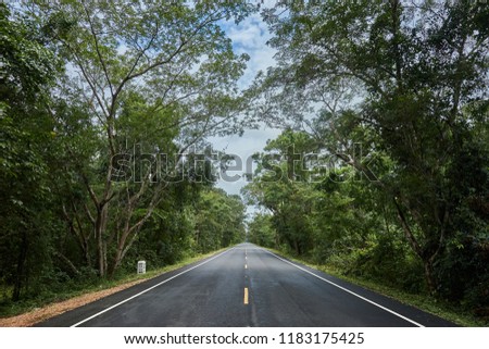 Thailand country road with traffic sign