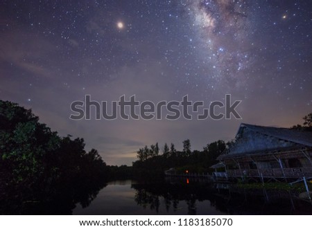 Bright core of Milky Way rise above Kudat, Sabah Malaysia Sky.  soft focus and noise due to long expose and high ISO.