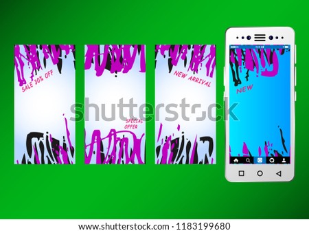 Commercial Stories Abstract Background template mobile format. Sale.  Vector Illustration