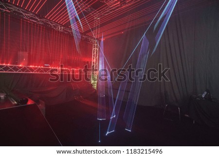 Futuristic lights on the stage. 