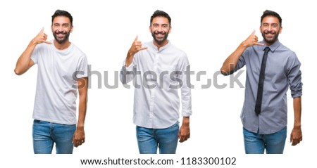 Collage of handsome young indian man over isolated background shouting with crazy expression doing rock symbol with hands up. Music star. Heavy concept.