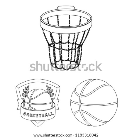 Basketball and attributes outline icons in set collection for design.Basketball player and equipment vector symbol stock web illustration.