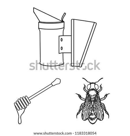 Apiary and beekeeping outline icons in set collection for design.Equipment and production of honey vector symbol stock web illustration.