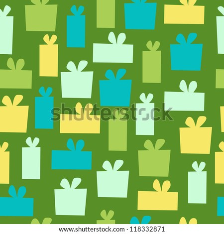 Christmas gifts seamless pattern. Vector design template.