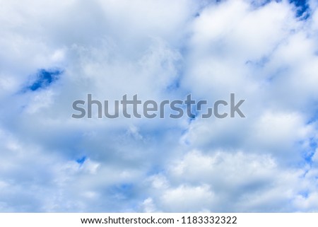Blue sky white cloud white background. Beautiful sky and clouds in the afternoon.  