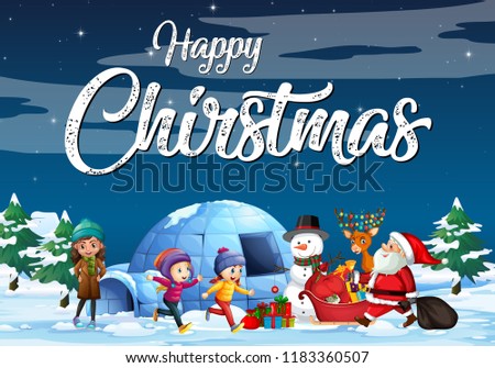 Christmas theme poster with Santa in the snow illustration